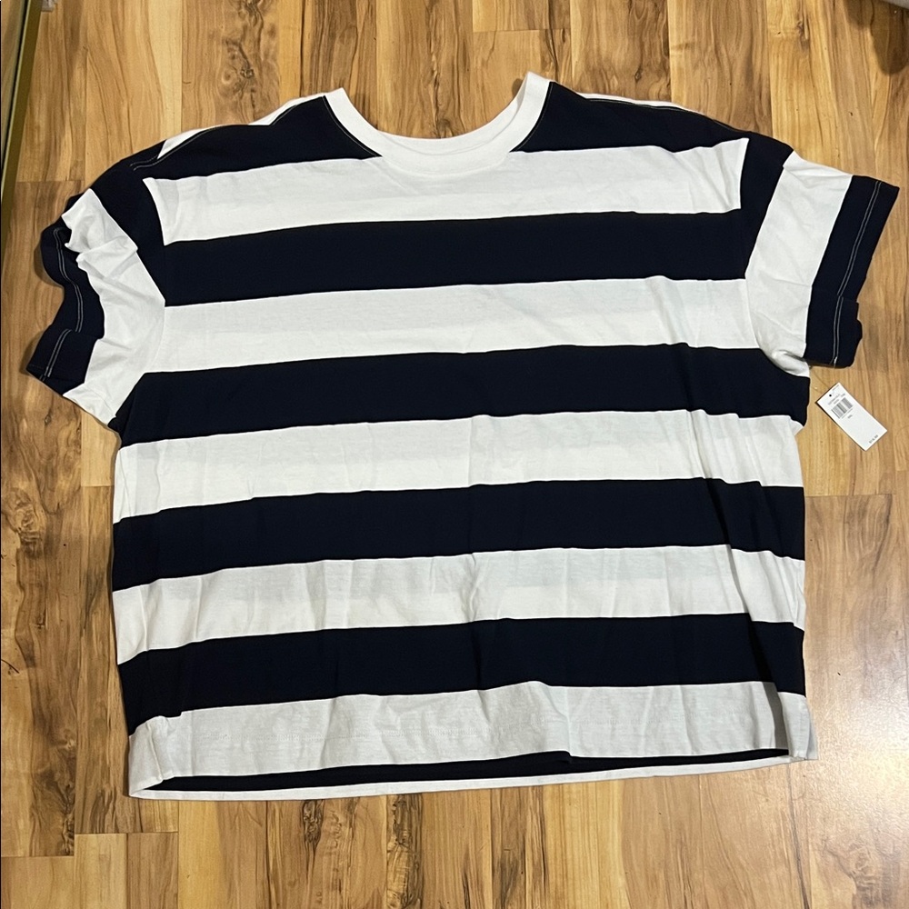 Old Navy Navy and White Striped Tee